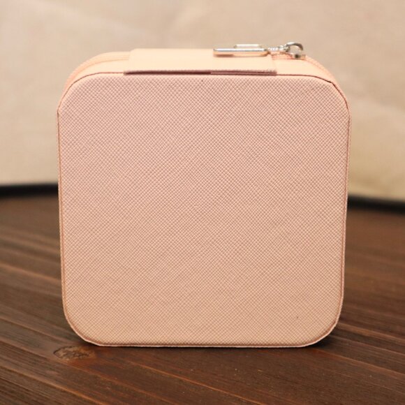 Travel Jewelry Case With Zipper Closure Compact Design Pretty U Logo Light Pink - Picture 5 of 8